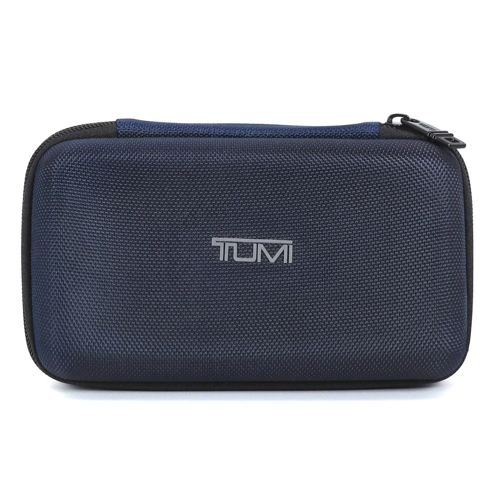 Tumi Amenity Kit Case Navy Blue Hard Shell Travel Organizer Delta Airlines Pouch